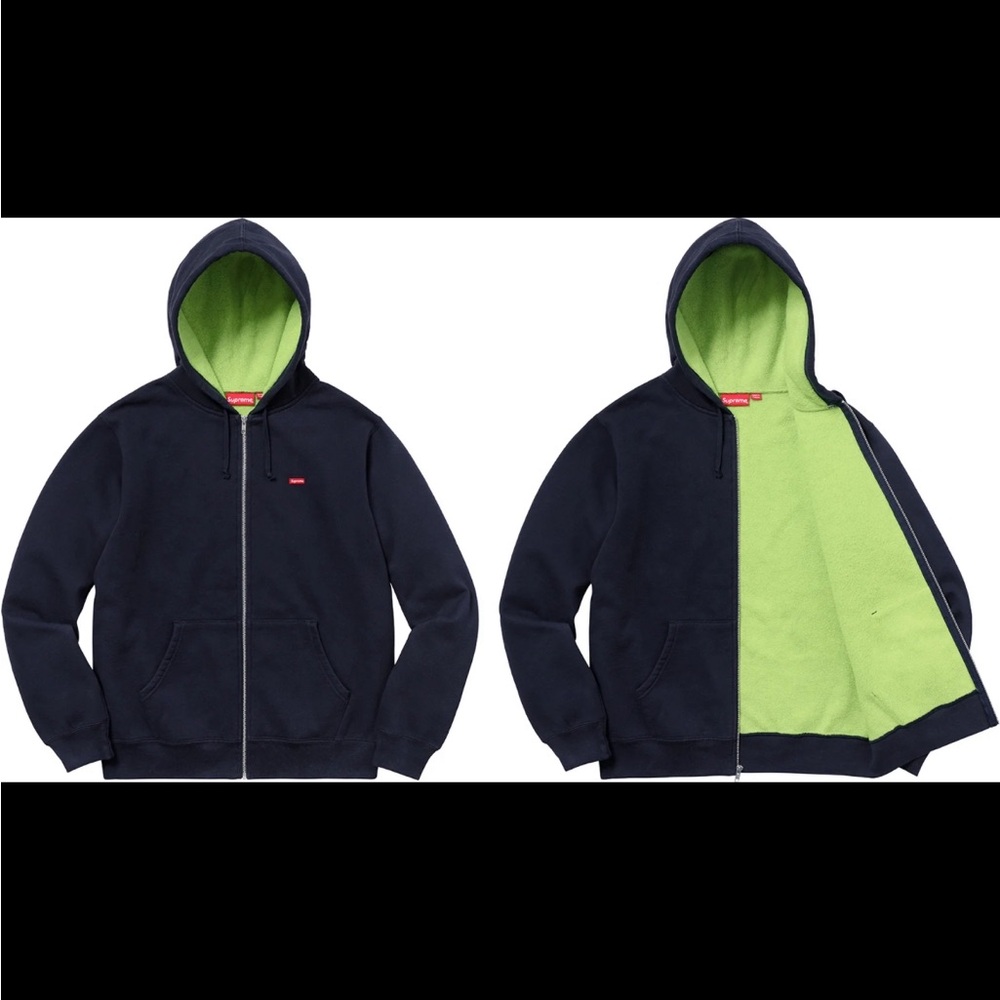 SS18 Supreme Contrast Zip Up Hoodie